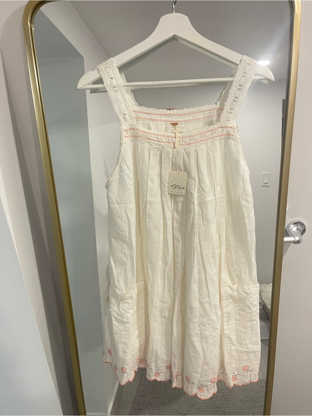 NWT Free People Latecia Embroidered Mini Dress Cotton Rayon Size medium ivory - Picture 5 of 12